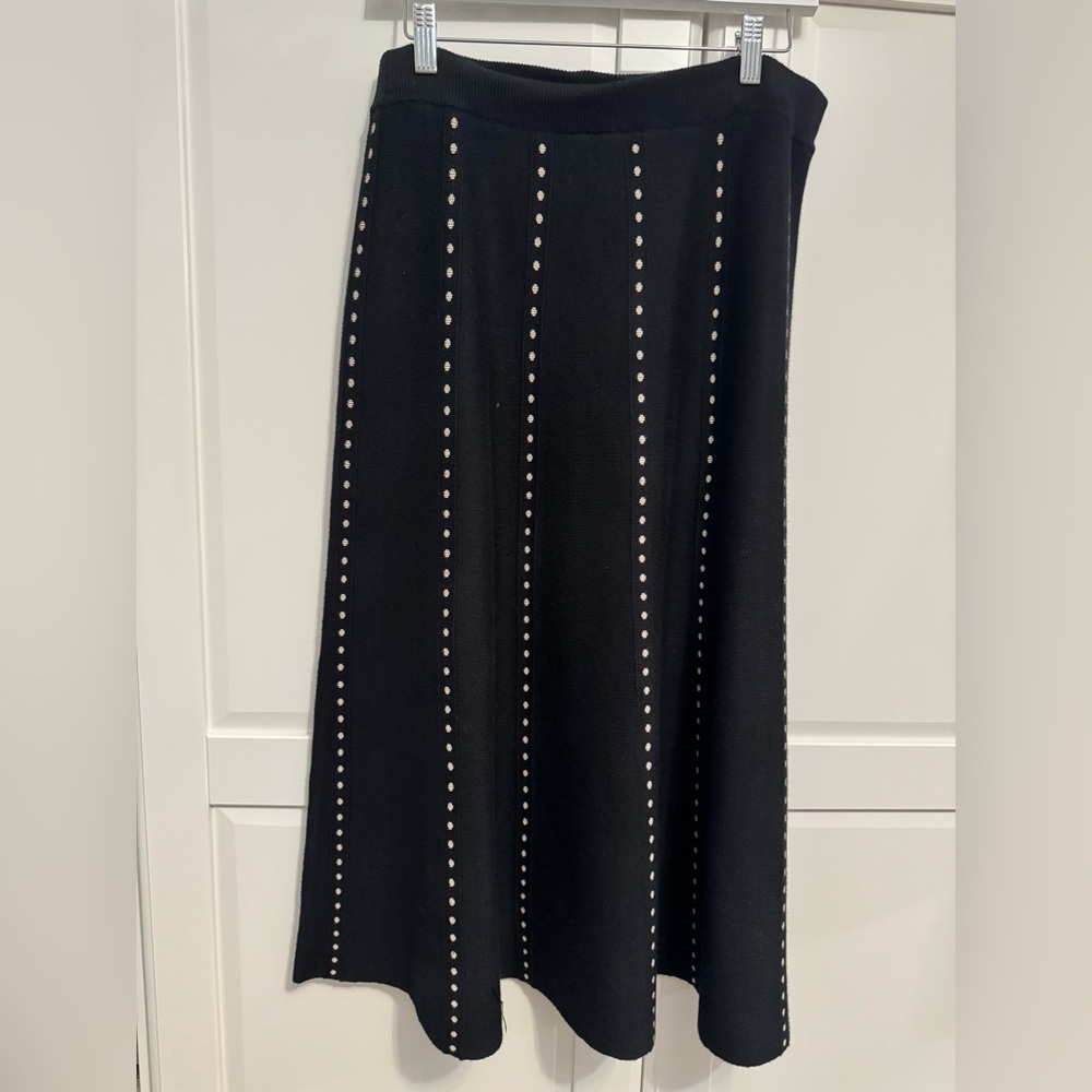 Max Studio Black Maxi Skirt with White Dotted Lines
